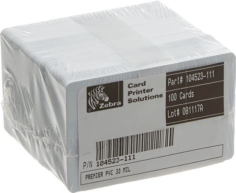 Zebra white PVC cards; 30 mil (500 cards)