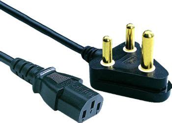 AC line cord; 1.9 M long; grounded; Type D BS 546 plug for India; South Africa