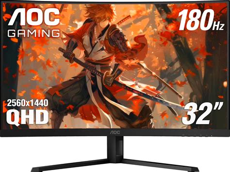 AOC-CQ32G4VE Gaming Monitor|Curved 32 inch|VA QHD 2560x1440 180Hz|1ms|HDMI DP|VESA|Low Blue Model | Adaptive Syn|3YR Warranty