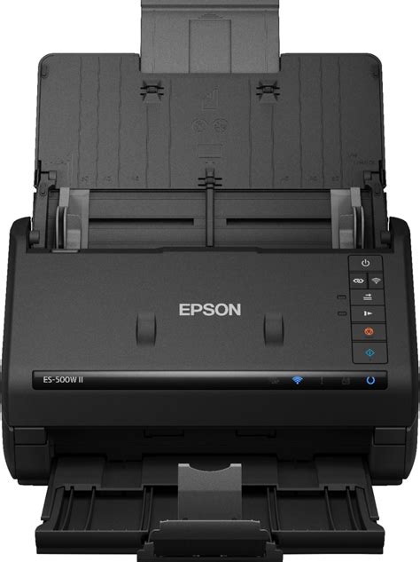 Epson WorkForce ES-500W II Wireless A4 Auto-duplex scanner; Wireless scanning Scan to smartphone, tablet, PC or Mac; Intuitive software Preview, email, upload and create editable files; Efficient Scan up to 35 ppm / 70 ipm, capturing both sides in one pass; Intelligent Auto crop, blank page and background removal; Flexible Scan from business card size up to A4 documents between 27 - 413 gsm; Warranty 1 Year Carry-in