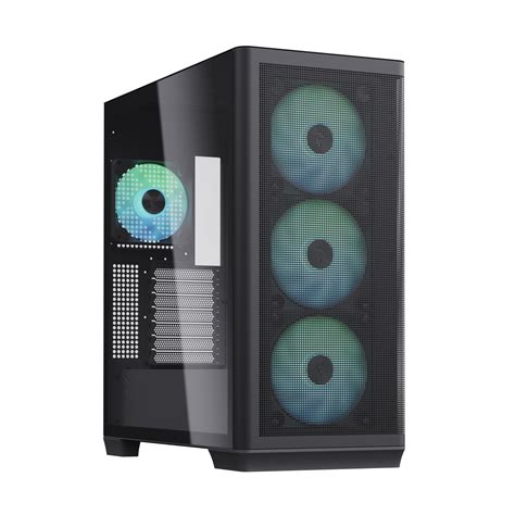 APNX C1-R Mid Tower Case 
3 x 3.5'' / 3 x 2.5'
Fan layout:Front: 120mm x 3 or 140mm x 3 , Top: 120mm x 3 or 140mm x 2 , Side: 120mm x 3 , Rear: 120mm x 1.  4x120mm PWM ARGB Fan Included
USB 3.0 x2, USB 3 Type-C x1
Colour: Black
ATX / M-ATX / Mini-ITX
