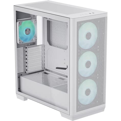APNX C1-R Mid Tower Case 
3 x 3.5'' / 3 x 2.5'
Fan layout:Front: 120mm x 3 or 140mm x 3 , Top: 120mm x 3 or 140mm x 2 , Side: 120mm x 3 , Rear: 120mm x 1.  4x120mm PWM ARGB Fan Included
USB 3.0 x2, USB 3 Type-C x1
Colour: White
ATX / M-ATX / Mini-ITX
