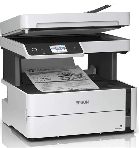 Epson EcoTank M3170 Mono 4-in-1 Printer with USB, Ethernet, WiFi and Wi-Fi Direct; Print, Copy, Fax and Scan; Mobile printing; 39ppm print speeds; no warm up time; PrecisionCore printhead; Double-sided printing, 250-sheet tray, ADF, 6.1cm colour touch panel; Warranty 1 Year carry-in