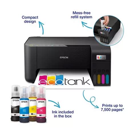 Epson EcoTank L3252 3-in-1 printer with Wi-Fi Direct; Print, Copy & Scan; Includes ink in the box for 3,600 pages in black and 6,500 in colour; 33pm black and 15 ppm colour; 100 sheet paper tray; manual duplex; Warranty 1 year carry-in