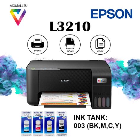 Epson EcoTank L3210 3-in-1 Printer; Print, Copy & Scan; Includes ink in the box for 8100 pages black and 6500 pages in colour; 33pm black and 15 ppm colour; 100 sheet paper tray; manual duplex; Warranty 1 year carry-in