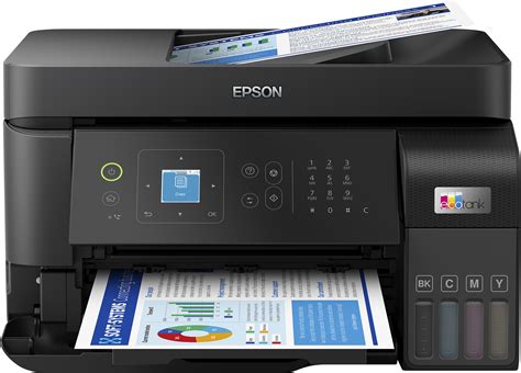 Epson EcoTank L5590 4-in-1 with Wi-Fi Direct and Ethernet Printer; Print, Copy, Scan and Fax; Includes ink in the box for 6600 pages black and 5900 pages in colour; 33ppm black and 15 ppm colour; 100 sheet paper tray; 30-page ADF; manual duplex; Wifi enabled and Ethernet; Warranty 1 year carry-in