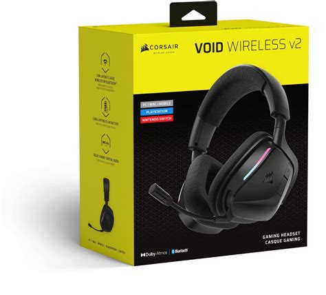Corsair VOID Wireless v2 Gaming Headset; 2.4GHz/Bluetooth; Dolby Atmos; Carbon. 