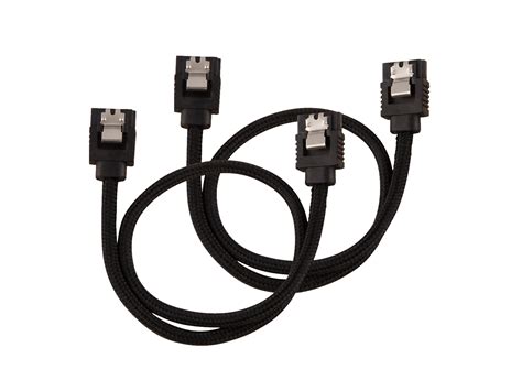Corsair Premium Sleeved SATA Data Cable Set with Straight Connectors; Black; 30cm