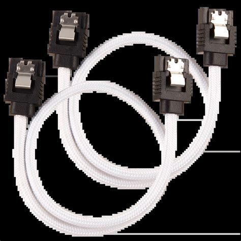 Corsair Premium Sleeved SATA Data Cable Set with Straight Connectors; White; 30cm