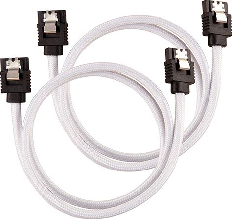 Corsair Premium Sleeved SATA Data Cable Set with Straight Connectors; White; 60cm