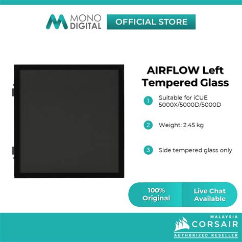 iCUE 5000X/5000D/5000D AIRFLOW Left Tempered Glass Panel; Clear