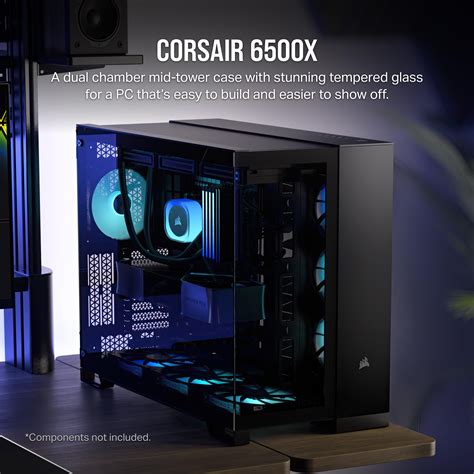 Corsair 6500X Mid-Tower Dual Chamber PC Case
2x 2.5" Drive Bays, 2x 3.5" Drive Bays
Fan layout: Top 3x 120mm ,3x 140mm, Side 3x 120mm, Rear 1x 120mm, 1x 140mm, Bottom 3x 120mm; 3x 140mm
4x USB 3.2 Gen1 Type-A, 1x USB 3.2 Gen2 Type-C
Colour: White
Mini-ITX, Micro-ATX, ATX, E-ATX
