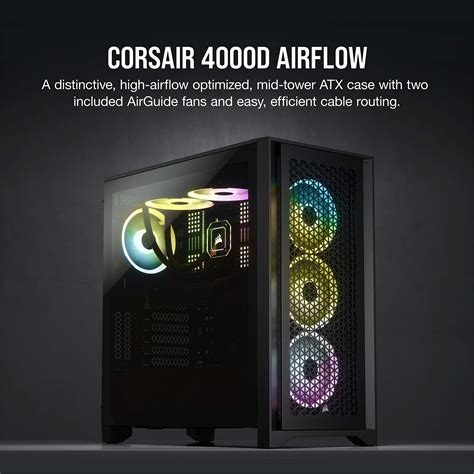 Corsair FRAME 4000D Modular High Airflow Mid-Tower PC Case,
4x 2.5" Drive Bays, 2x 3.5" Drive Bays
Fan layout: Front 3x 120mm/2x 140mm/2x 200mm, Top 3x 120mm/2x 140mm, Rear 1x 120mm/140mm, Side 3x 120mm, 2x 140mm, PSU Shroud: 2x 120mm
2x USB 3.2 Gen1 Type-A, 1x USB 3.2 Gen2 Type-C
Colour: Black
Mini-ITX, Micro-ATX, ATX, EATX
