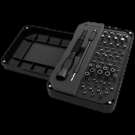 Corsair PC DIY Precision Toolkit - PC; Electronics Repair Kit - 65 Screw Bits - Extension rod - Magnetized Tray