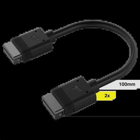 CorsairiCUE LINK Cable; 2x 100mm with Straight connectors; Black