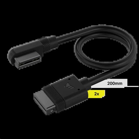 Corsair iCUE LINK Cable; 2x 200mm with Straight/Slim 90 degree connectors; Black