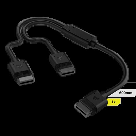 Corsair iCUE LINK Cable; 1x 600mm Y-Cable with Straight connectors; Black