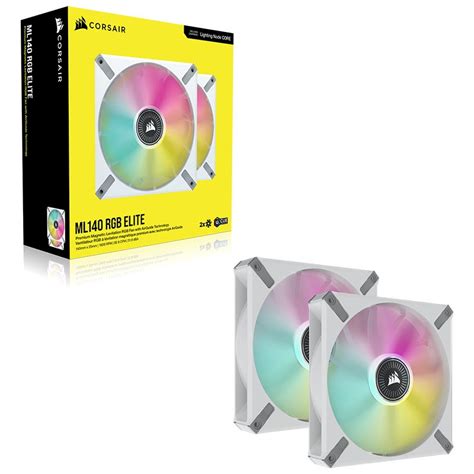 Corsair ML140 140mm PWM 400 - 2000 RPM Premium Magnetic Levitation Fan; Dual Pack With Lighting Node Core - White