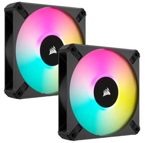 Corsair AF ELITE Series; AF140 RGB ELITE; 140mm Fluid Dynamic RGB Fan with AirGuide; Dual Pack with Lighting Node CORE