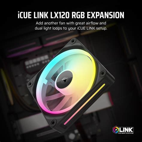 Corsair iCUE LINK LX120 RGB 120mm PWM Fan - Dual Light Loops – Requires iCUE LINK System Hub (Sold Separately)