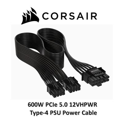 Corsair Premium Individually Sleeved 12+4pin PCIe Gen 5 12VHPWR 600W cable; Type 4; Black. 