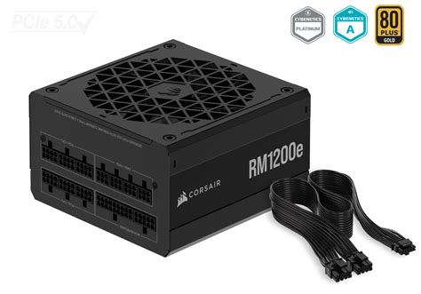 Corsair RM Series™ RM1200e — 1200 Watt 80 PLUS Gold Fully Modular ATX PSU; ATX 3.1 and PCIE 5.1 ; 7yr Warranty