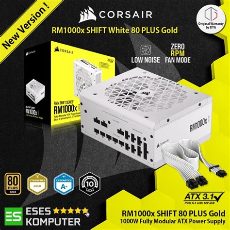 Corsair RM1000x Shift White  —1000 Watt 80 PLUS Gold;10yr Warranty. ATX (1); EPS (2);PCI-E (4);12VHPWR (1);PATA (8);SATA (12)