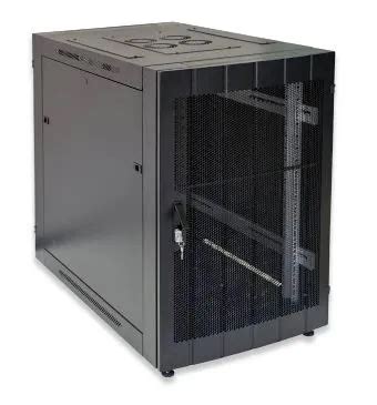 RCT 4U CP black wall mount cabinet 2x uprights 2x glands + Screws; 450mm PERFORATED DOOR