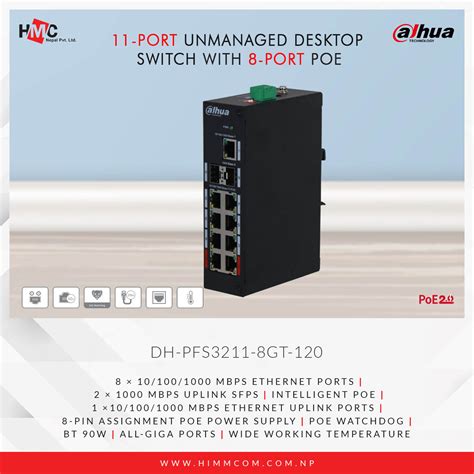 Dahua 11-Port Unmanaged Desktop Switch with 8-Port PoE