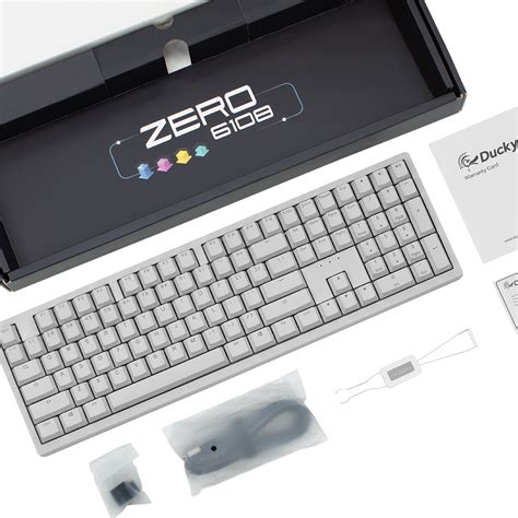Ducky Keyboard Zero 6108 100% Mechanical Wireless Keyboard; RGB; USB 2.0 / 2.4GHz / BT - White - Cherry MX2A Red switches. 