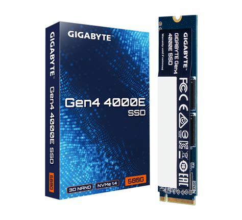 GIGABYTE 500GB Gen 4 4000E SSD; SEQ Read Up to 3600 MB/s / Write Up to 3000MB/s; Limited 3-years warranty. 