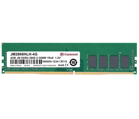 TRANSCEND 4GB DDR4 2666Mhz DESKTOP U-DIMM 1RX8 1GX8 CL19 1.2V