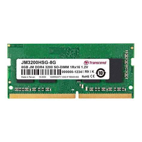 TRANSCEND JET MEMORY 8GB DDR4-3200 SO-DIMM 1RX8