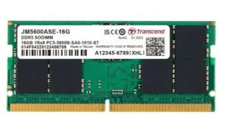 TRANSCEND JET MEMORY 8GB DDR5-5600 SO-DIMM 2RX8 CL46  (1Gx16)x4