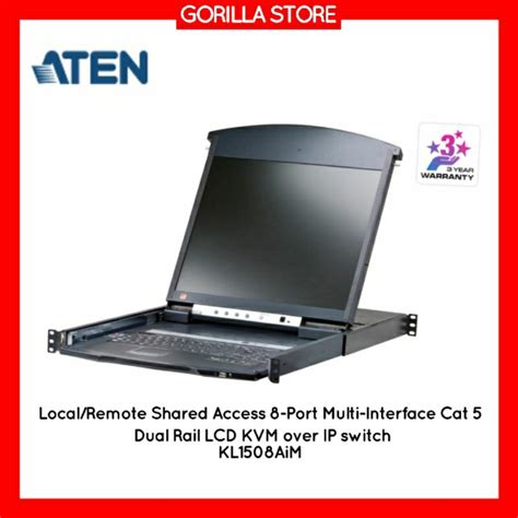 8-port 17'' Dual Rail LCD IP Cat5 KVM - D.Rail LCD KVM IP SW. W/(USKB/SPKB)/W/(US/EU) CORD