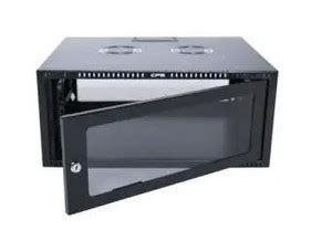 RCT 6U AP Pre-coated black wall mount cabinet 2x uprights 2x glands + Screws; 450mm GLASS DOOR. 