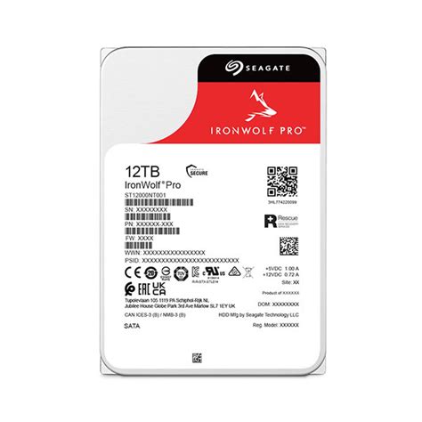 Seagate Ironwolf Pro ST12000NT001 12TB 3.5'' HDD NAS Drives 7200 RPM; SATA 6GB/s Interface; 256MB Cache;550TB/Year; Unlimited Ba
