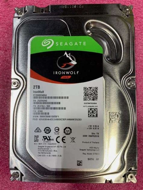 Seagate Ironwolf ST2000VN003 2TB 3.5'' HDD NAS Drives; SATA 6GB/s Interface; 1-8 Bays Supported; MUT: 180TB/Year; RV: No; Dual P