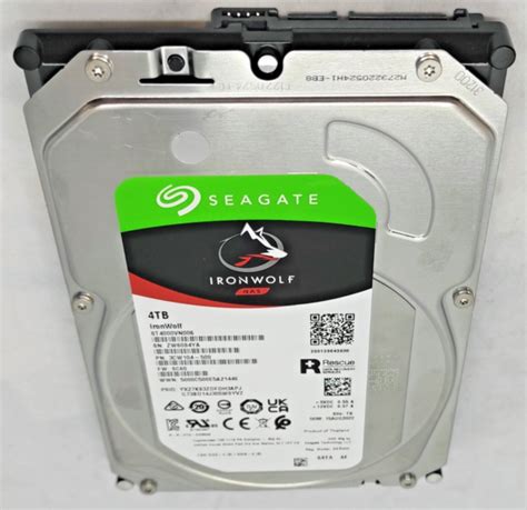 Seagate Ironwolf ST4000VN006 4TB 3.5'' HDD NAS Drives; SATA 6GB/s Interface; 1-8 Bays Supported; MUT: 180TB/Year; RV: Yes; Dual 