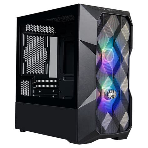 Cooler Master MasterBox TD300 Mesh Mini Tower Case
2x 3.5" | 2x 2.5" Drive Bays
Front : 2x 120mm ARGB Installed
I/O: 1x USB 3.0 Type-A, 2x USB 2.0 Type-A
Colour: Black