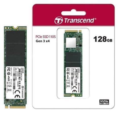 TRANSCEND 128GB  MTE110S PCI-E GEN 3x4 M.2 2280 SSD 3D TLC - 1500 MB/s Read 550 MB/s Write - 50 TBW