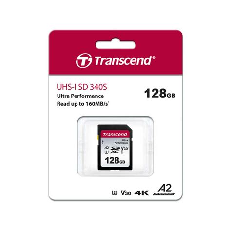 TRANSCEND 340S 128GB ULTRA PERFROMANCE SD CARD SDXC UHS-I  U3 V30 A2 C10 - READ 160 MB/S - WRITE 90MB/S 