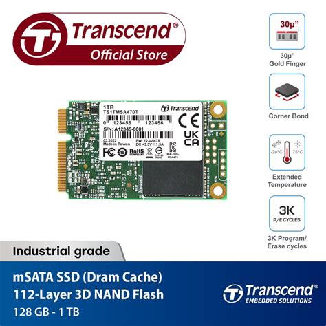 TRANSCEND 128G SSD472K STAT III Extended Temperature Embedded SSD - 3D NAND with DRAM cache - 300TBW