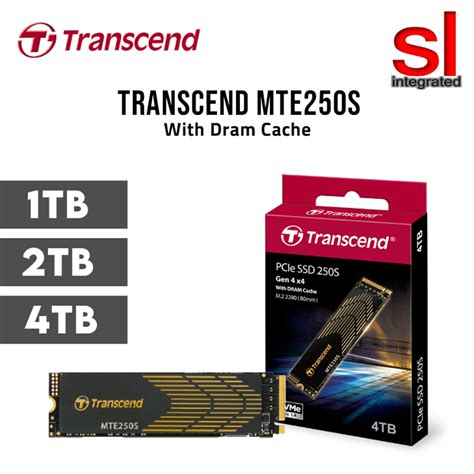 TRANSCEND 1TB MTE250S PCI-E  GEN 4X4 M.2 NVMe 2280 SSD 3D TLC -7500 MB/s Read 6700 MB/s Write- with Heat Sink -780TBW