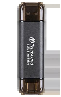 TRANSCEND 256 GB ESD310C USB3.2 TYPE A & C (USB 10Gbps) OTG COMPACT PORTABLE SSD  - Read 1050MB/s Write 950 MB/s - Black