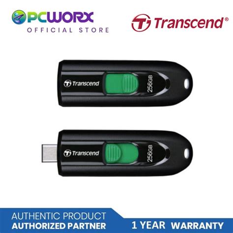 TRANSCEND 256GB JF790C USB C (5Gpbs) CAPLESS FLASH DRIVE - BLACK AND GREEN