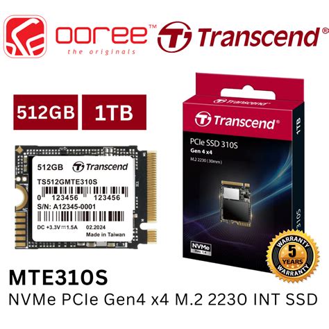 Transcend 2 TB MTE310S PCI-E GEN 4x4 M.2 2230 SSD 3D NAND - 5000 MB/s Read 4000 MB/s Write - 1200 TBW
