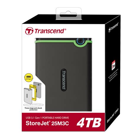 TRANSCEND 4TB STOREJET M3C 2.5'' USB TYPE C HDD SLIM IRON GREY