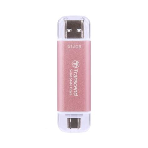 TRANSCEND 512 GB ESD310P USB3.2 TYPE A & C (USB 10Gbps) OTG COMPACT PORTABLE SSD  - Read 1050MB/s Write 950 MB/s - PINK