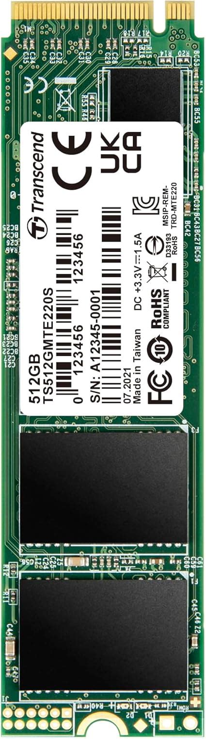 TRANSCEND 512GB MTE220S PCI-E GEN 3x4 NVMe M.2 2280 SSD 3D TLC with DRAM cache - 3500 MB/s Read 2500 MB/s Write -1100TBW